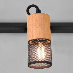 Duoline Tosh Matt Black And Wood Track Light 78430132