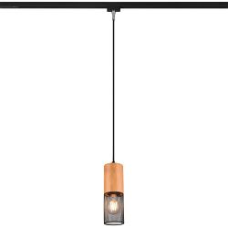 Duoline Tosh Matt Black And Wood Track Pendant 73430132