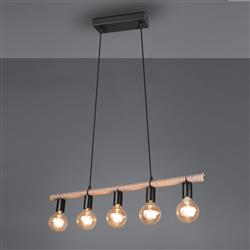 Einar Matt Black and Brown Ceiling Pendant R30605032