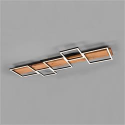 Harper LED 5 light Matt Black And Wood Flush Ceiling Fitting 622910532