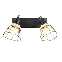 Jerome Two light Black And Natural Rattan Wall or Ceiling Spot Fitting R86232032