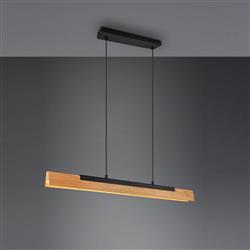 Kerala LED Wood And Matt Black Linear Pendant Fitting 341610132