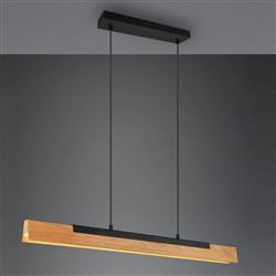 Kerala LED Wood And Matt Black Linear Pendant Fitting 341610132