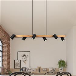 Marley 6 Light Wooden Bar Pendant Fitting