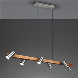 Marley 6 Light Wooden Bar Pendant Fitting