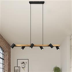 Marley 6 Light Wooden Bar Pendant Fitting