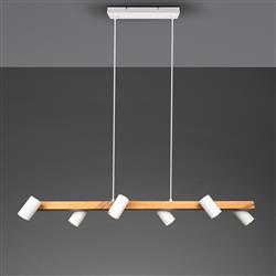 Marley 6 Light Wooden Bar Pendant Fitting