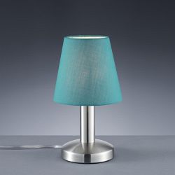 Mats Matt Nickel Touch Lamp Turquoise Shade 599600119