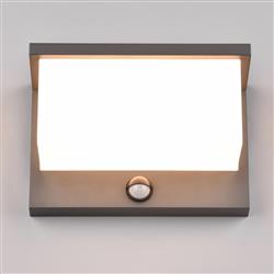 Nestos IP54 Outdoor PIR LED Anthracite Wall Light 240969142