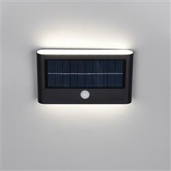 Ramos IP44 LED Hybrid Solar Outdoor Matt Black Wall Light R24746232