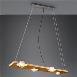 Tailor 4 Light Natural Wood And Antique Nickel Pendant Fitting 314300430