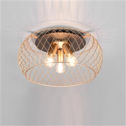 Tamil Matt Brass And Matt Black 3 Light Wire Mesh Semi-Flush Ceiling Fitting 611100308