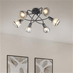 Tarifa Six Light Black Semi-Flush Fitting 662800632