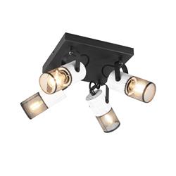 Tosh Wood & Black Four Light Ceiling Fitting