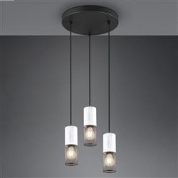 Tosh Matt Black And Wood Three Light Cluster Pendant