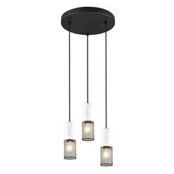 Tosh Matt Black And Wood Three Light Cluster Pendant