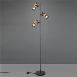 Tosh Natural Wood & Black Three Light Floor Lamp 404300332