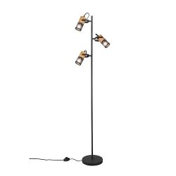 Tosh Natural Wood & Black Three Light Floor Lamp 404300332