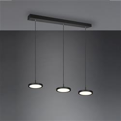 Tray LED Black Dimmable Ceiling 3 Bar Pendant 340910332