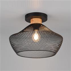 Valeria Large Semi-Flush Matt Black Mesh Ceiling Fitting R61281032