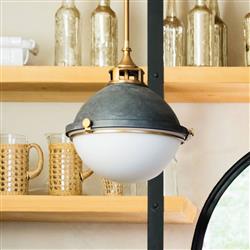 Aged Zinc And Heritage Brass Double Pendant Light QN-FLETCHER-P-M-AZ