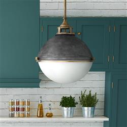 Aged Zinc And Heritage Brass Large 3 Light Pendant QN-FLETCHER-P-L-AZ