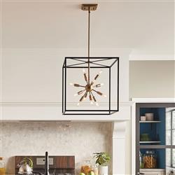 Black And Brass 12 Light Pendant QN-AROS-12P