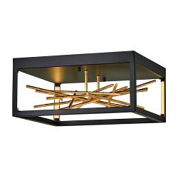 Black And Gilded Gold Dimmable LED Flush Light QN-STYX-LED-F-BG