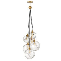 Brass Six Light Cluster Pendant QN-SKYE-6P