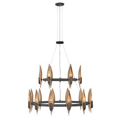 Carbon Black With Deluxe Gold 18 Light Chandelier QN-WILLOW18-CBK