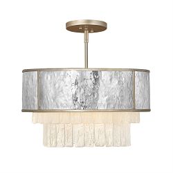 Hammered Steel And Champagne Gold 4 Light Semi-Flush/Pendant QN-REVERIE-4P-CPG