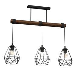 Acero 3-Light Black And Dark Wood Pendant MLP7888