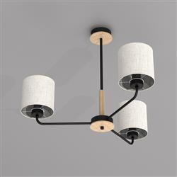 Atlanta Black And Wood 3-Light Fitting MLP7451