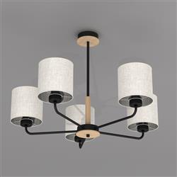 Atlanta Black And Wood 5-Light Fitting MLP7452