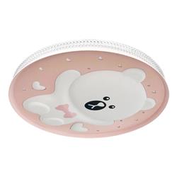 Bear LED Pink And White Children's Flush Ceiling Light ML0247