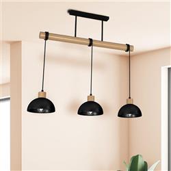 Erik Black And Natural Wood 3-Light Pendant MLP7226