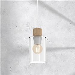 Madera White And Wood Single Ceiling Pendant MLP8554