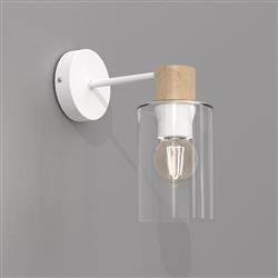 Madera White And Wood Single Wall Light MLP8553