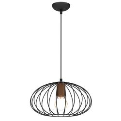 Meridiano Black And Dark Wood Single Pendant MLP7959