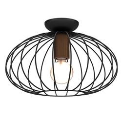 Meridiano Black And Dark Wood Single Semi-Flush Light MLP7958