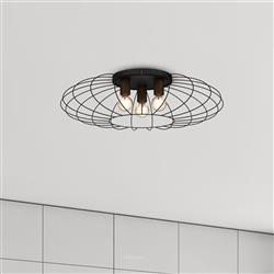 Meridiano Black And Dark Wood Triple Semi-Flush Light MLP7961