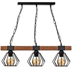 Ulf 3-Light Dark Wood And Matt Black Pendant MLP6193