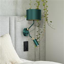 Verde Green and Gold Double Wall Light MLP7873