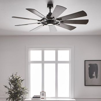 Gentry LED Weathered Zinc Ceiling Fan Reversible Blades KLF-GENTRY-65-WZ