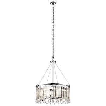 Piper Six Light Chrome and Crystal Ceiling Pendant KL-PIPER-6P-PC