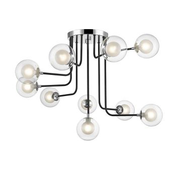 Remy 10 Light Chrome And Glass Multi Arm Ceiling Fitting