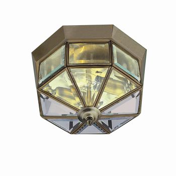 Pisa Octagonal Antique Brass Flush Ceiling Light 8235AB
