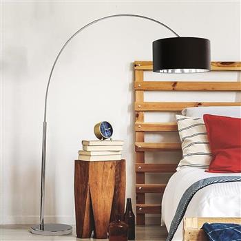 Arcs Polished Chrome Floor Lamp With Black Shade 1013CC