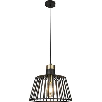 Bird Cage Large Matt Black/Satin Brass Pendant Light 9411BK