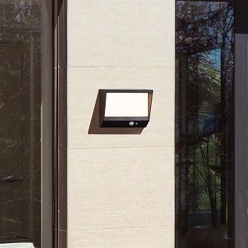 Clive IP54 Black And Frosted Outdoor PIR Solar Wall Light 67418BK
